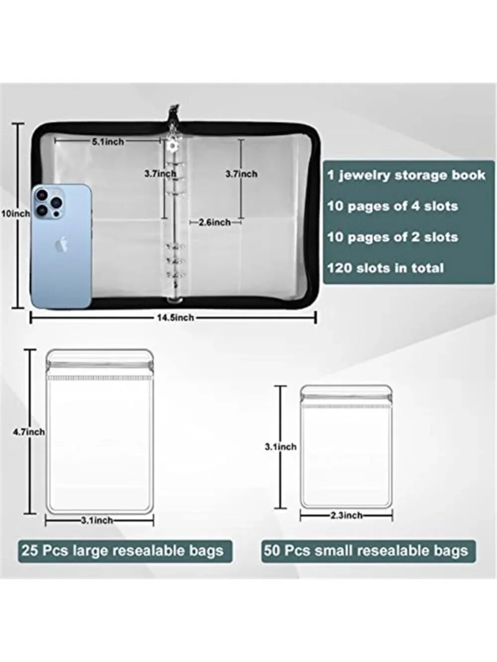 Travel Jewelry Organizer Book Storage Case Necklace Earring Ring Bracelet Holder